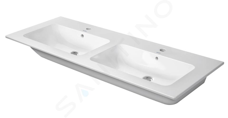 Duravit ME by Starck - Lavabo doppio da mobile 1300x490 mm, con 2 fori per miscelatore, bianco alpino 2336130000