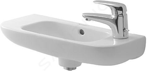 Duravit D-Code - Umývátko 500x220 mm, s přepadem, s otvorem pro baterii vpravo, bílá 07065000082