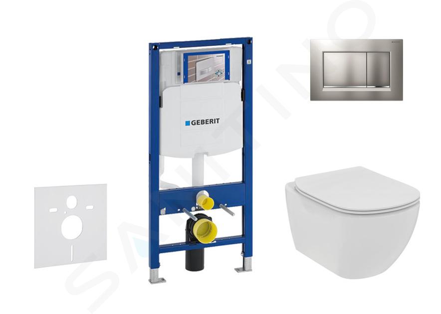 Geberit Duofix - Set voorwandinstallatie, toilet en zitting Ideal Standard Tesi, bedieningspaneel Sigma30, Rimless, SoftClose, mat chroom/chroom 111.300.00.5 NE7