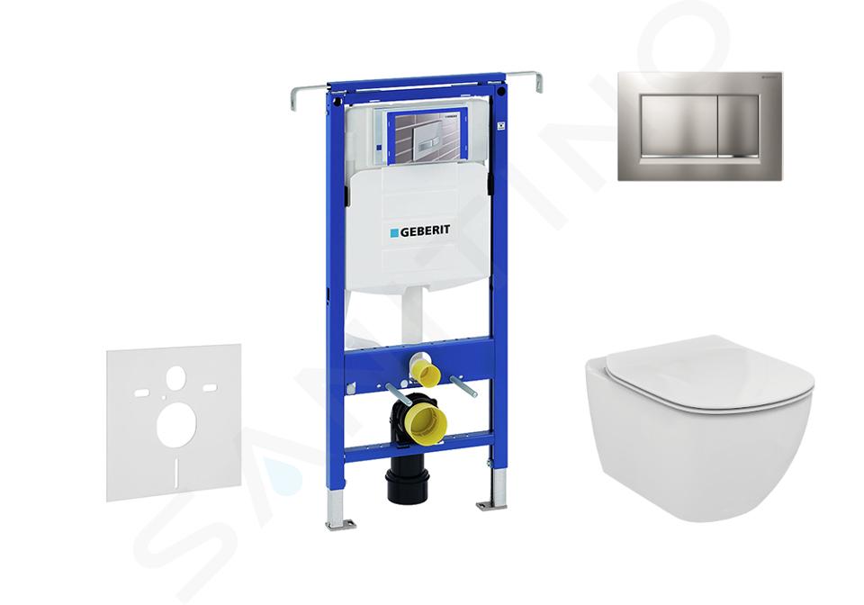 Geberit Duofix - Set voorwandinstallatie, toilet en zitting Ideal Standard Tesi, Sigma30 bedieningsplaat, mat chroom/chroom 111.355.00.5 NF7