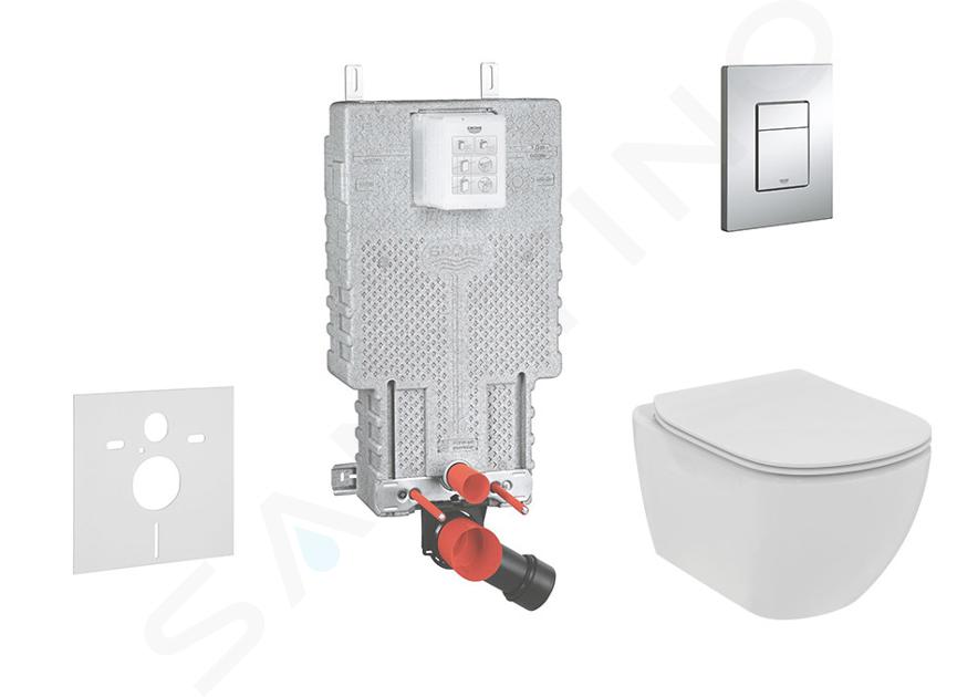 Grohe Uniset - Set předstěnové instalace, klozetu a sedátka Ideal Standard Tesi, tlačítka Skate Cosmopolitan, chrom 38643SET-KE