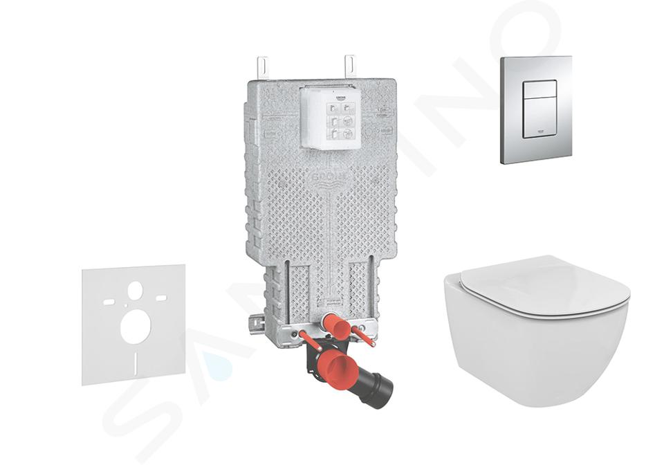 Grohe Uniset - Set Vorwandelement, WC und Sitz Ideal Standard Tesi, Betätigungsplatte Skate Cosmopolitan, Chrom 38643SET-KF