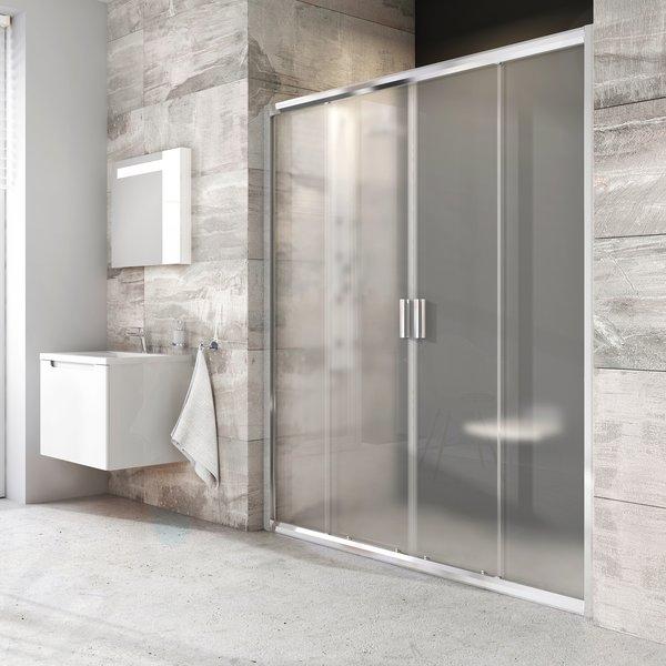 Ravak Blix - Porte de douche en quatre parties BLDP4-130, 127-131 cm, aluminium brillant/verre Grape 0YVJ0C00ZG