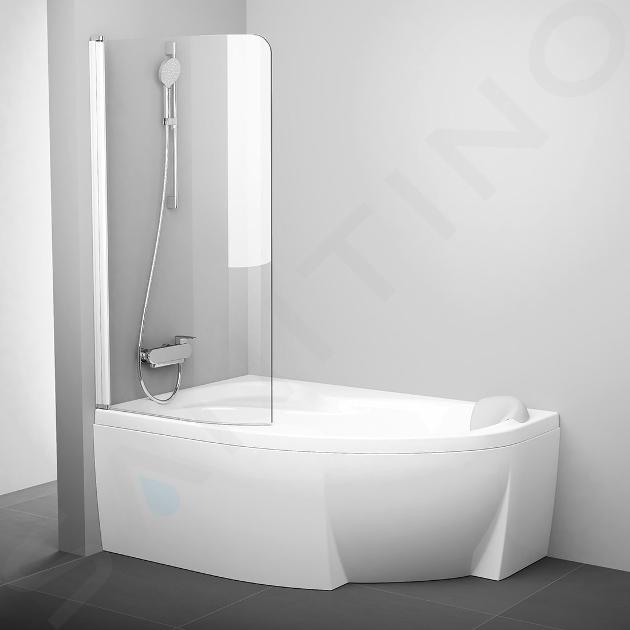 Ravak Chrome - Paroi de baignoire monobloc CVSK1 Rosa, gauche, 1000x1500 mm, blanc/verre transparent 7QLS0100Y1