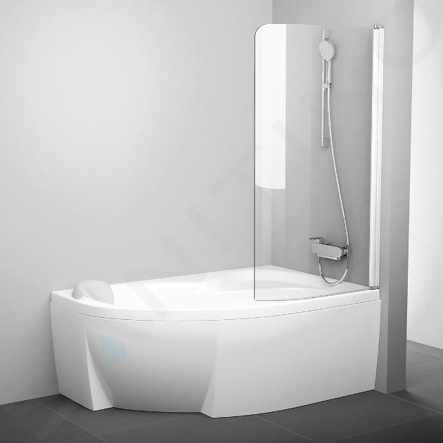 Ravak Chrome - Paroi de baignoire monobloc CVSK1 Rosa, gauche, 850x1500 mm, blanc/verre transparent 7QRM0100Y1