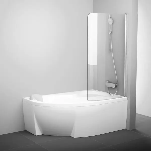 Ravak Chrome - Paroi de baignoire monobloc CVSK1 Rosa, gauche, 850x1500 mm, aluminium brillant/verre transparent 7QRM0C00Y1