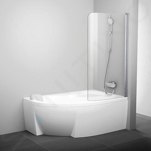 Ravak Chrome - Mampara de baño de una pieza CVSK1 Rosa, derecha, 850x1500 mm, cristal satinado/transparente 7QRM0U00Y1