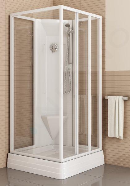 Ravak Supernova - Cabine de douche d'angle avec paroi fixe ASBP3, 905 x 905 mm - blanc, verre raisin (4 pièces) 83677112ZG