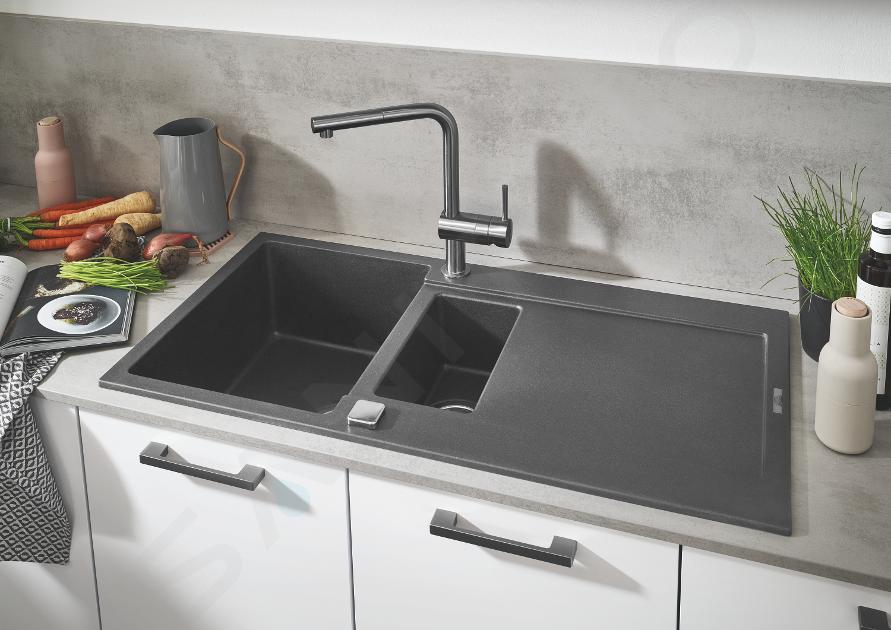 Conjunto de fregadero y grifo de cocina en acero inoxidable Grohe Minta