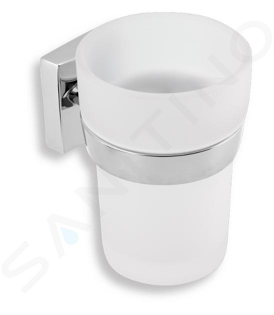 Novaservis Metalia 12 - Becher für Zahnpasta und Zahnbürsten mit Halter, glas/chrom 0206,0