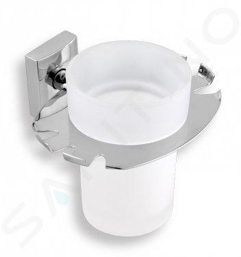 Novaservis Metalia 12 - Vaso para cepillos de dientes con soporte, vidrio/cromo 0249,0