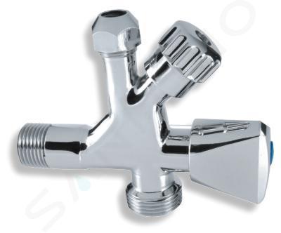 Novaservis Robinets d’angle - Cornet combiné avec valve pour machine à laver 3/8" x 1/2" x 3/4", chromé CF5104