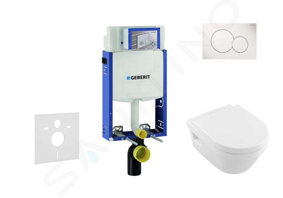 Geberit Combifix - Modulo di installazione per WC sospesi con placca di comando Sigma01, bianco alpino + WC e copriwater DirectFlush, SoftClose, CeramicPlus, Villeroy Boch 110.302.00.5 NB1