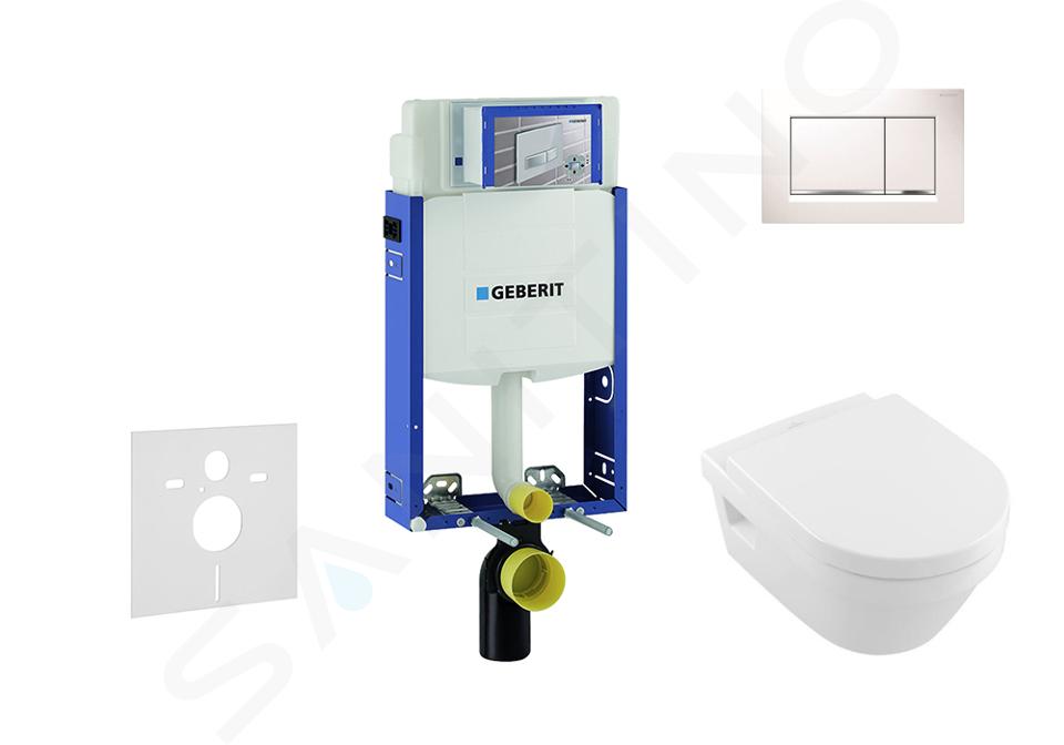 Geberit Kombifix - Set předstěnové instalace, klozetu a sedátka Villeroy & Boch, tlačítka Sigma30, DirectFlush, SoftClose, CeramicPlus, bílá/lesklý chrom 110.302.00.5 NB5