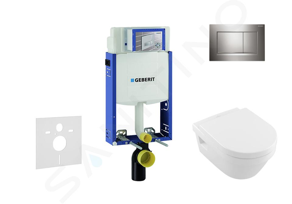 Geberit Kombifix - Installationselement für Wand-WC mit Betätigungsplatte SIGMA30, Weiß/Chrom glänzend + Villeroy Boch - WC und WC Sitz, DirectFlush, SoftClose, CeramicPlus 110.302.00.5 NB6