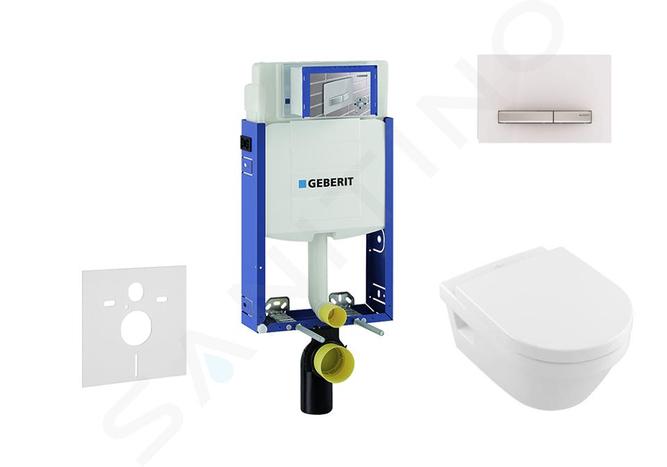 Geberit Kombifix - Modul na závesné WC s tlačidlom Sigma50, alpská biela + Villeroy Boch - WC a doska, DirectFlush, SoftClose, CeramicPlus 110.302.00.5 NB8