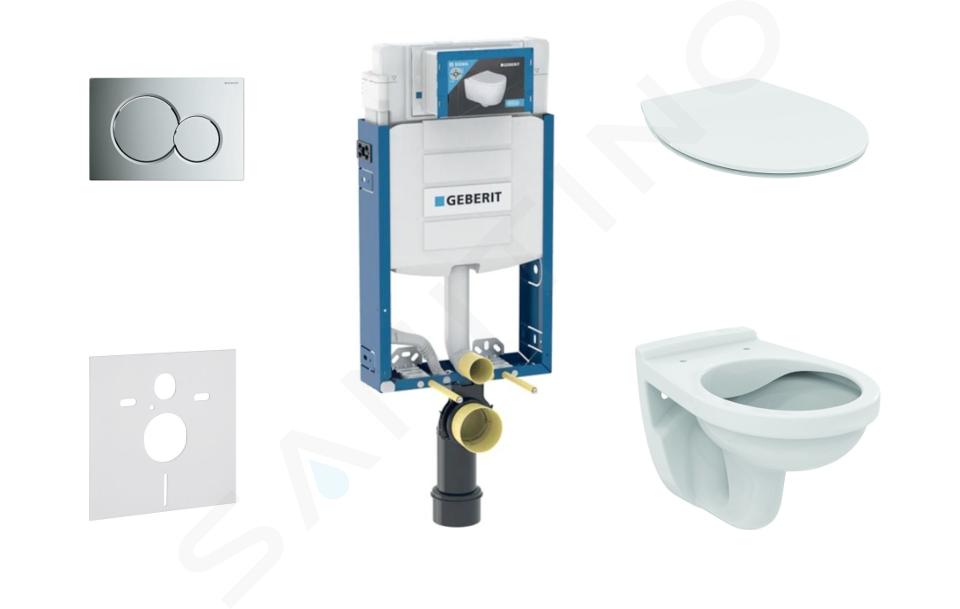 Geberit Combifix - Modulo di installazione a parete, WC Alpha con sedile, placca di comando Sigma01, cromo lucido 110.302.00.5 ND2