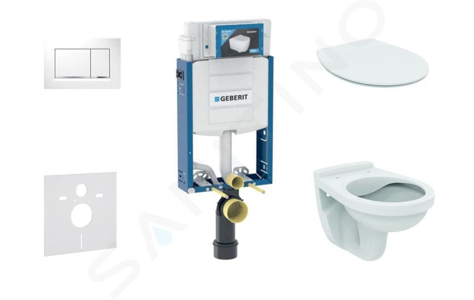 Geberit Kombifix - Conjunto de módulo de instalación, inodoro Alpha con asiento, pulsador de descarga Sigma01, blanco/cromo 110.302.00.5 ND5