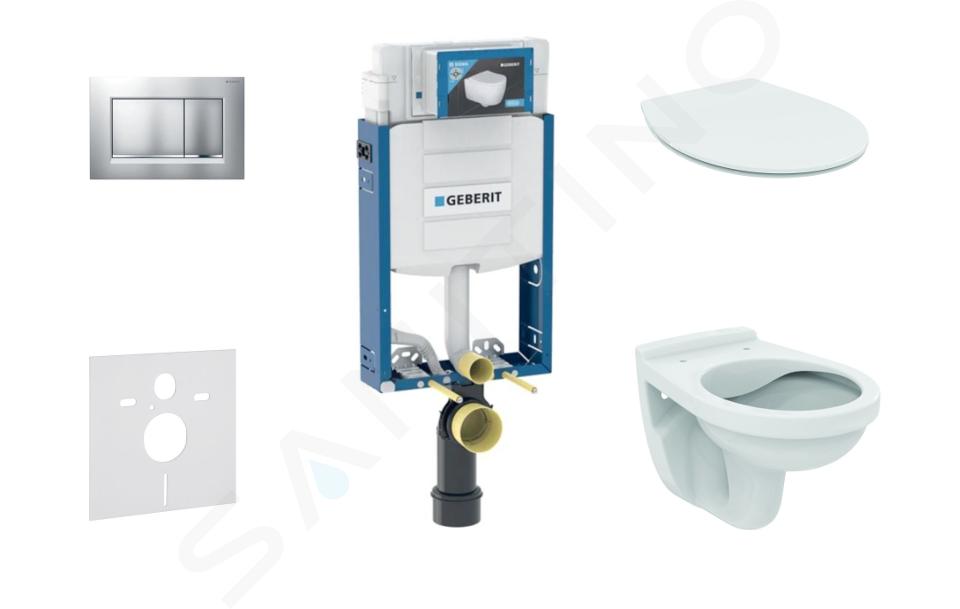 Geberit Kombifix - Set de instalare încastrată, vas de toaletă Alpha cu capac, clapetă Sigma30, crom mat/crom 110.302.00.5 ND7