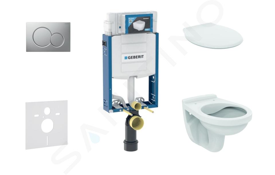 Geberit Kombifix - Set předstěnové instalace, klozet Alpha se sedátkem, tlačítko Sigma01, matný chrom 110.302.00.5 NR3