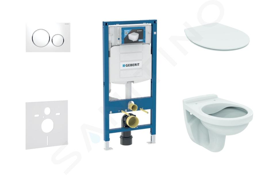 Geberit Duofix - Set de instalare încastrată, vas de toaletă Alpha cu capac, clapetă Sigma20, alb/crom 111.300.00.5 ND4