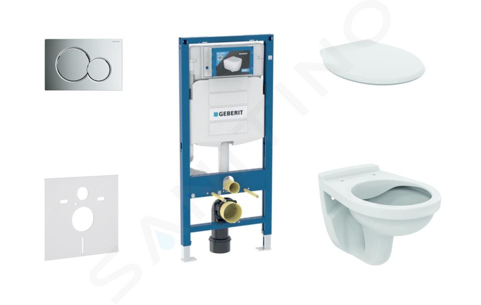 Geberit Duofix - Set d'installation pré-murale, cuvette Alpha avec abattant, plaque de déclenchement Sigma01, chrome brillant 111.300.00.5 NR2