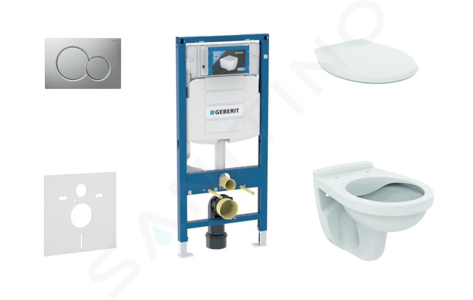 Geberit Duofix - Set předstěnové instalace, klozet Alpha se sedátkem, tlačítko Sigma01, matný chrom 111.300.00.5 NR3