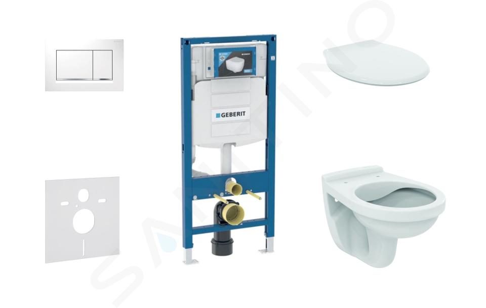 Geberit Duofix - Conjunto de módulo de instalación, inodoro Alpha con asiento, pulsador de descarga Sigma01, blanco/cromo 111.300.00.5 NR5