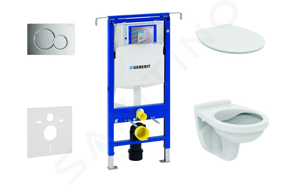 Geberit Duofix - Set de instalare încastrată, vas de toaletă Alpha cu capac, clapetă Sigma01, crom lucios 111.355.00.5 ND2