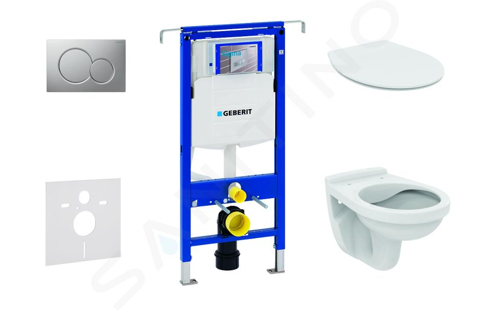 Geberit Duofix - Set předstěnové instalace, klozet Alpha se sedátkem, tlačítko Sigma01, matný chrom 111.355.00.5 ND3