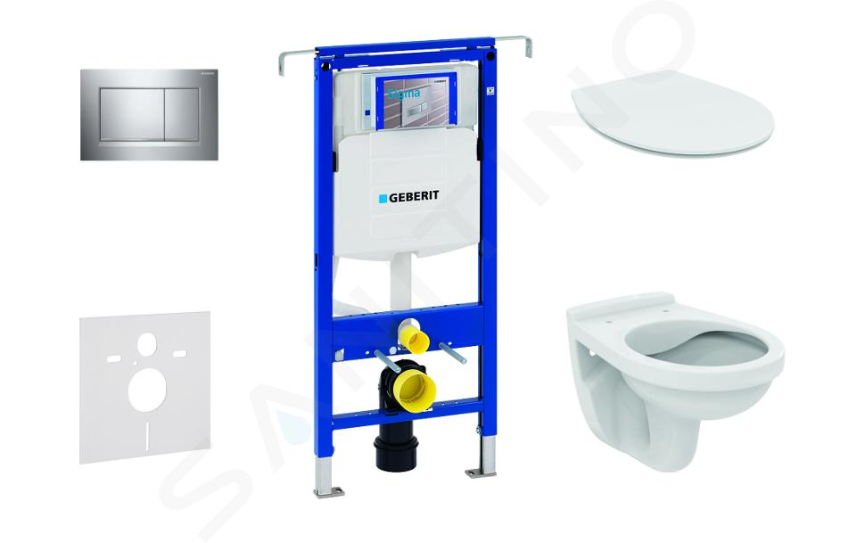 Geberit Duofix - Set de instalare încastrată, vas de toaletă Alpha cu capac, clapetă Sigma30, crom 111.355.00.5 ND6