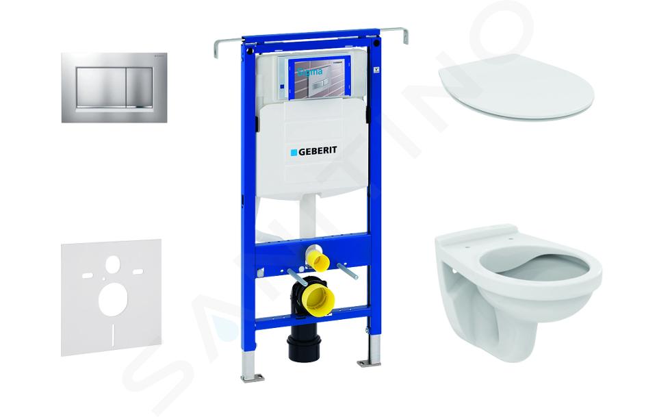 Geberit Duofix - Modulo di installazione a parete, WC Alpha con sedile, placca di comando Sigma30, cromo opaco/cromo 111.355.00.5 ND7