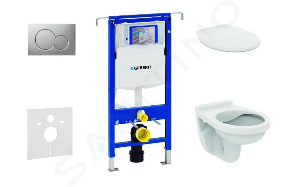 Geberit Duofix - Set voorwandinstallatie, closet Alpha met WC-zitting, bedieningspaneel Sigma01, mat chroom 111.355.00.5 NR3