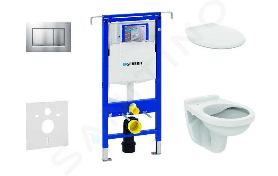 Geberit Duofix - Set d'installation pré-murale, cuvette Alpha avec abattant, plaque de déclenchement Sigma30, chrome mat/chrome 111.355.00.5 NR7