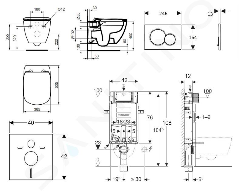 Geberit Pack WC suspendu abattant soft-close et set de fixation