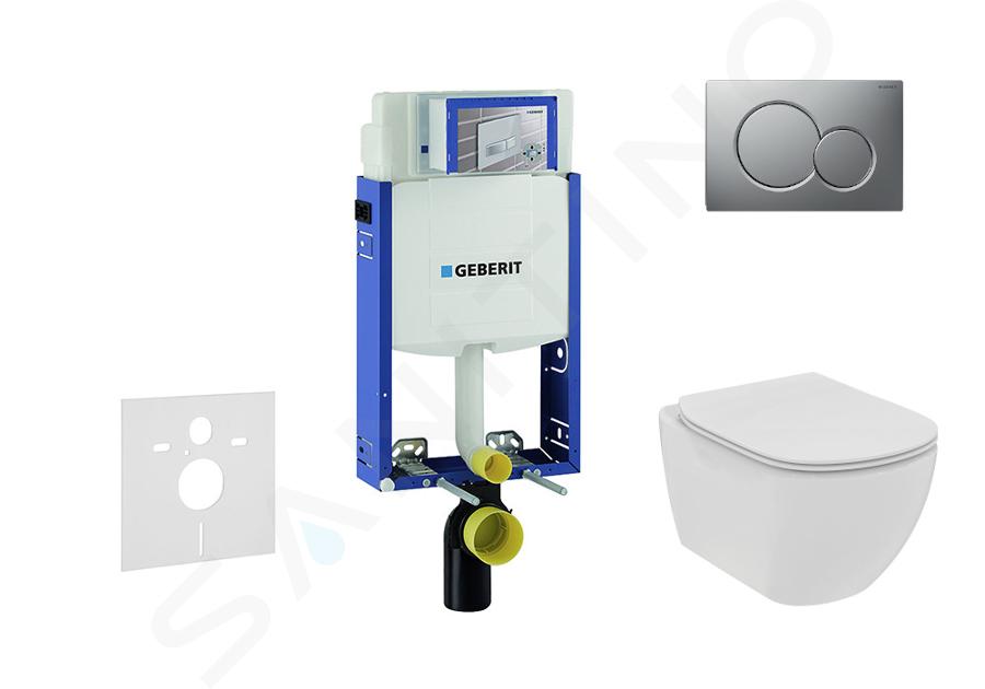 Geberit Combifix - Set di installazione a parete, WC e sedile Ideal Standard Tesi, placca Sigma01, Rimless, SoftClose,cromo opaca 110.302.00.5 NE3