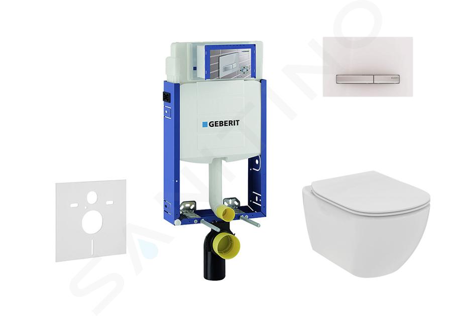 Geberit Combifix - Set di installazione a parete, WC e sedile Ideal Standard Tesi, placcaSigma50, Rimless, SoftClose, bianco alpi 110.302.00.5 NE8