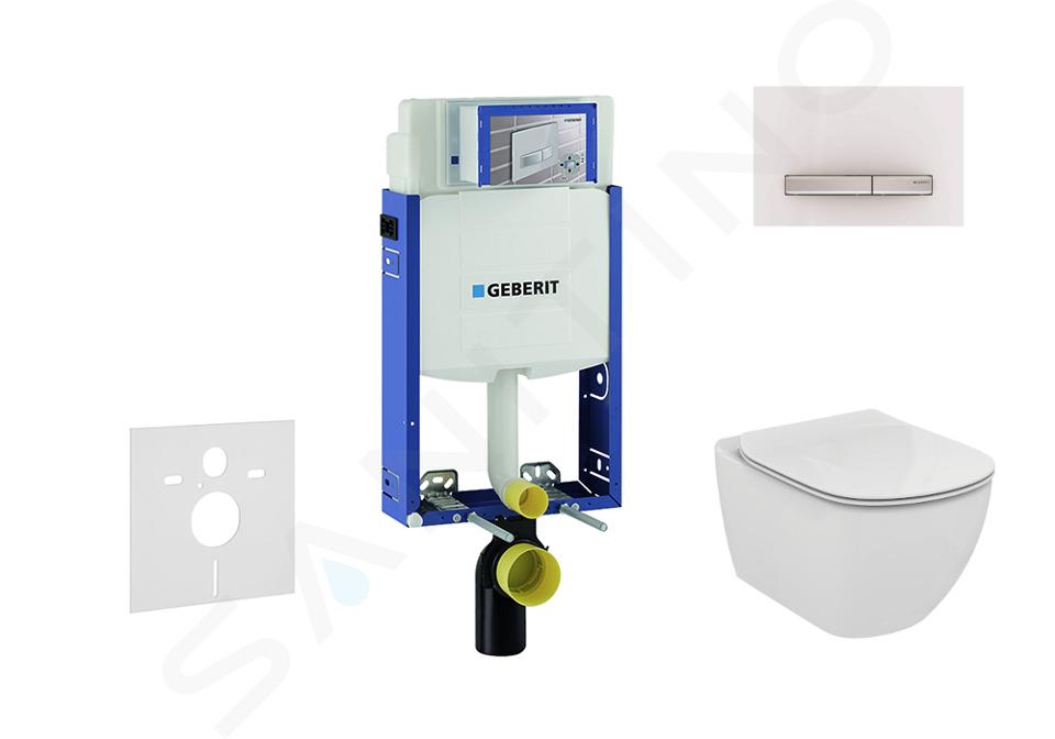 Geberit Kombifix - Moduł do wiszącej toalety z przyciskiem Sigma50, biel alpejska + Ideal Standard Tesi - toaleta i deska sedesowa 110.302.00.5 NF8