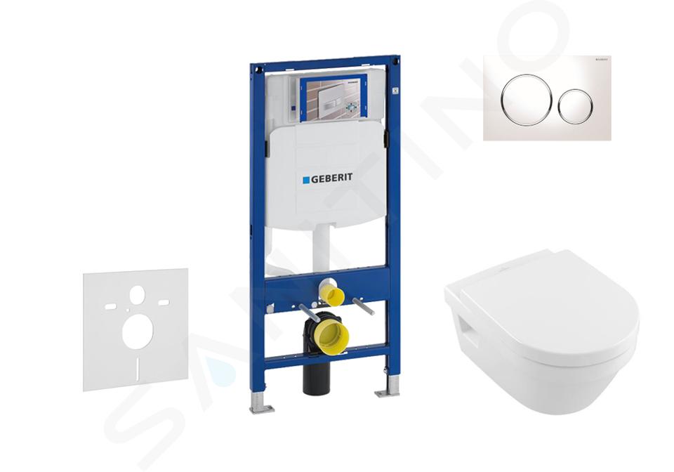 Geberit Duofix - Módulo para inodoro suspendido con pulsador Sigma20, blanco/cromo brillante + Villeroy Boch - inodoro y asiento, DirectFlush, SoftClose, CeramicPlus 111.300.00.5 NB4