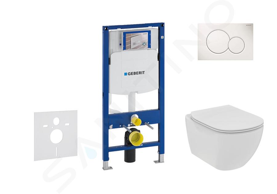 Geberit Duofix - Set předstěnové instalace, klozetu a sedátka Ideal Standard Tesi, tlačítka Sigma01, Rimless, SoftClose, alpská bílá 111.300.00.5 NE1