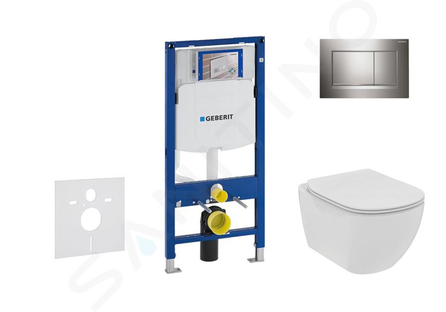 Geberit Duofix - Set pentru instalare încastrată, toaletă și capac Ideal Standard Tesi, clapetă Sigma30, Rimless, SoftClose, crom lucios/crom mat 111.300.00.5 NE6