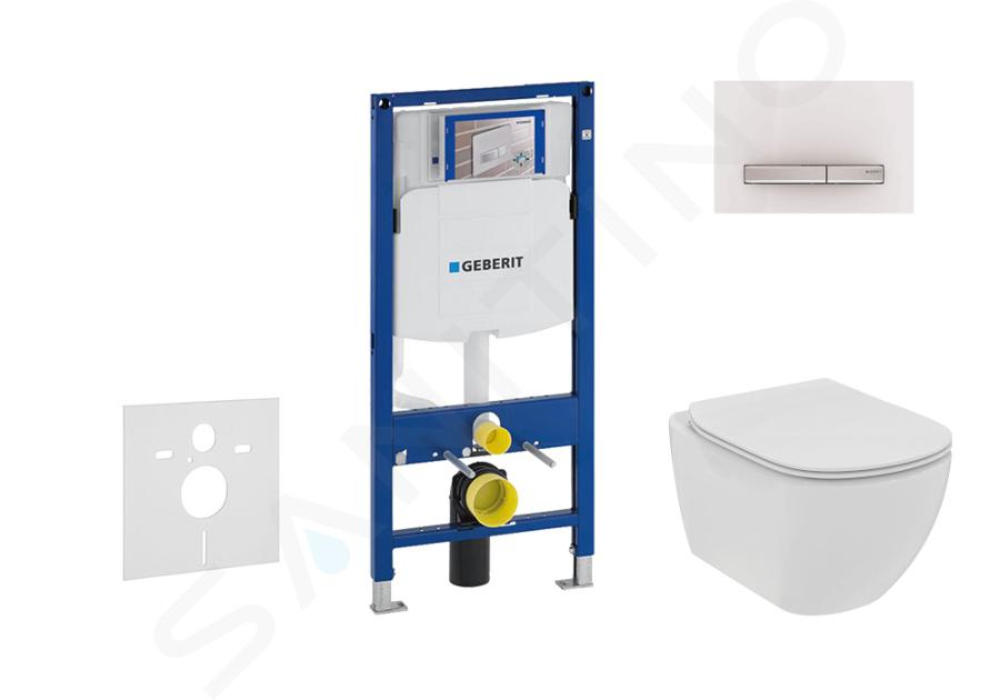 Geberit Duofix - Set di installazione a parete, WC e sedile Ideal Standard Tesi, placca Sigma50, Rimless, SoftClose, bianco alpi 111.300.00.5 NE8