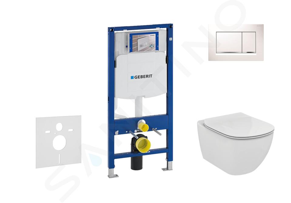 Geberit Duofix - Set de instalare încastrată, toaletă și capac Ideal Standard Tesi, clapetă Sigma30, alb/crom 111.300.00.5 NF5