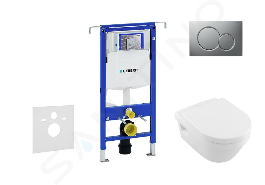 Geberit Duofix - Set predstenovej inštalácie, klozetu a dosky Villeroy & Boch, tlačidla Sigma01, DirectFlush, SoftClose, CeramicPlus, matný chróm 111.355.00.5 NB3