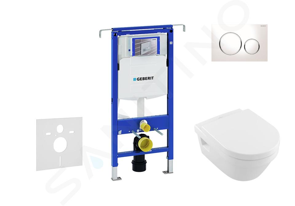 Geberit Duofix - Installationselement für Wand-WC mit Betätigungsplatte SIGMA20, Weiß/Chrom glänzend + Villeroy Boch - WC und WC Sitz, DirectFlush, SoftClose, CeramicPlus 111.355.00.5 NB4