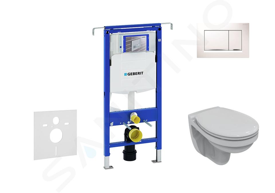 Geberit Duofix - Installationselement für Wand-WC mit Betätigungsplatte SIGMA30, Weiß/Chrom glänzend + Villeroy Boch - WC und WC Sitz, DirectFlush, SoftClose, CeramicPlus 111.355.00.5 NB5