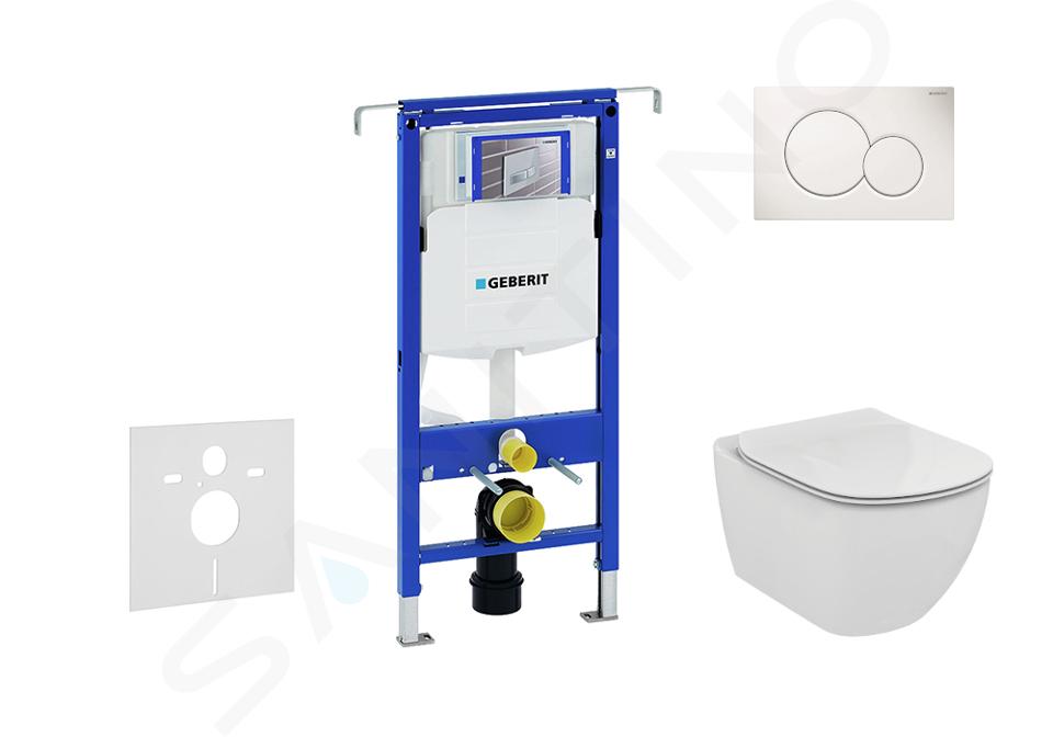 Geberit Duofix - Set voorwandinstallatie, toilet en zitting Ideal Standard Tesi, bedieningsplaat Sigma01, Rimless, SoftClose, alpine wit 111.355.00.5 NE1