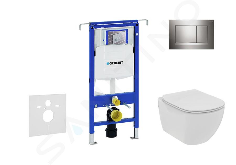 Geberit Duofix - Zestaw do montażu podtynkowego, toalety i deski Ideal Standard Tesi, przycisk Sigma30, bezkołnierzowa, SoftClose, chrom błyszczący/chrom matowy 111.355.00.5 NE6