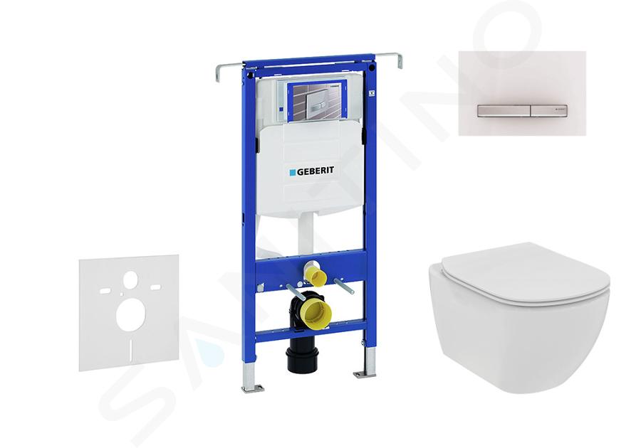 Geberit Duofix - Set de bâti-support, WC suspendu Rimless+ abattant SoftClose Ideal Standard Tesi, plaque de déclenchement Sigma50 blanc alpin 111.355.00.5 NE8