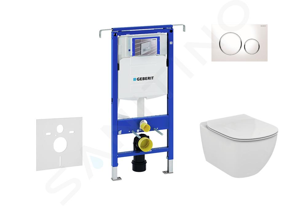 Geberit Duofix - Modul pentru WC suspendat cu clapetă Sigma20, alb/crom lucios + Ideal Standard Tesi - WC și capac 111.355.00.5 NF4